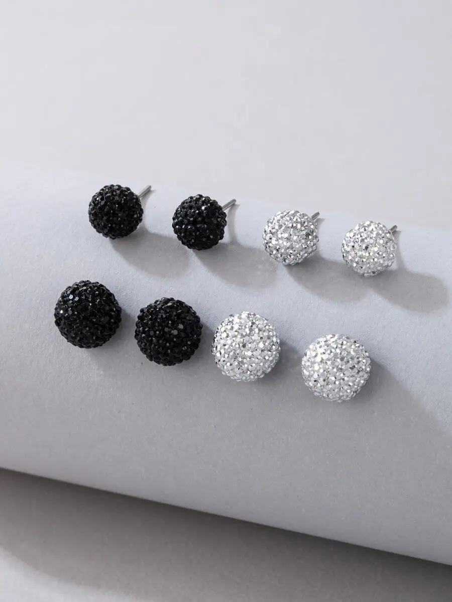 

10 Pairs Fashion Crystal Ball Stud Earrings For Women