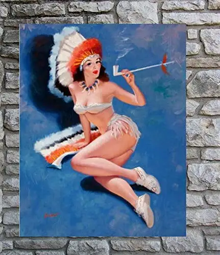 Sylty Vintage Pin-Up Girl Peace Pipe Wall Art Metal Tin Sign 8X12 Inch