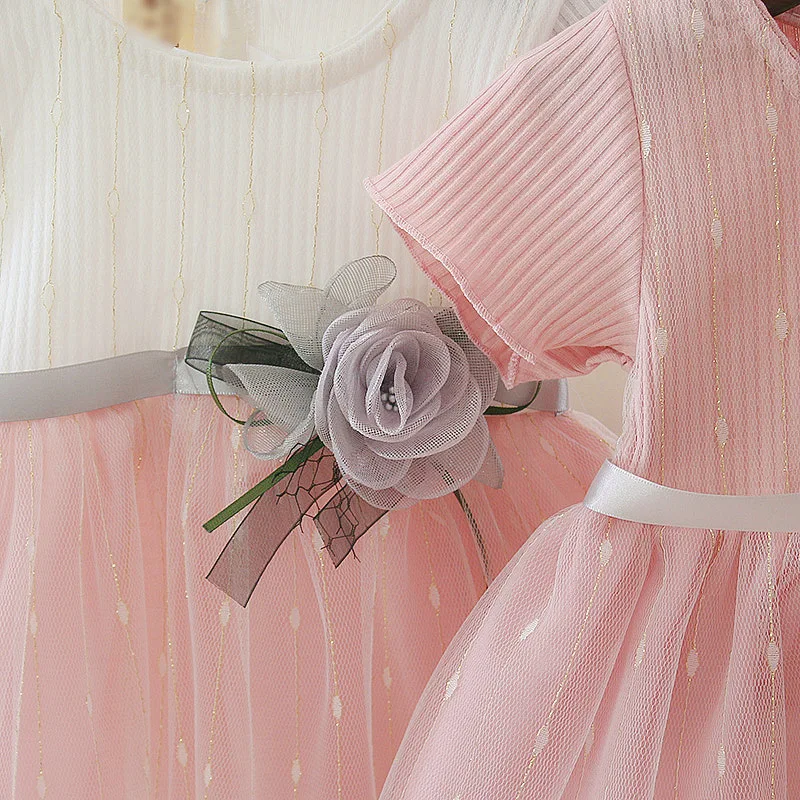 2024 Cute Summer Baby Dress Toddler Kids Baby Girl Patchwork Tulle Clothes Princess Dress Party Birthday Costume Infant Clothing