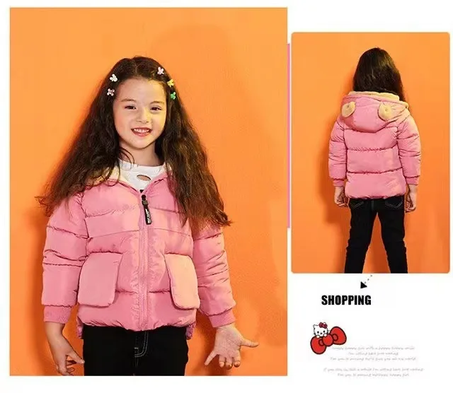 

Новинка Осень-зима 2024, Детская стеганая куртка с мультяшным рисунком, стеганое флисовое пальто для мальчиков и девочек