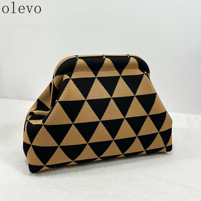 Summer Beach Clutch Bag Woven Crochet Handbags for Women Purses Knitting Dumpling Clutch Ruched Cute Cloud Casual Colorblock Bag - view 4