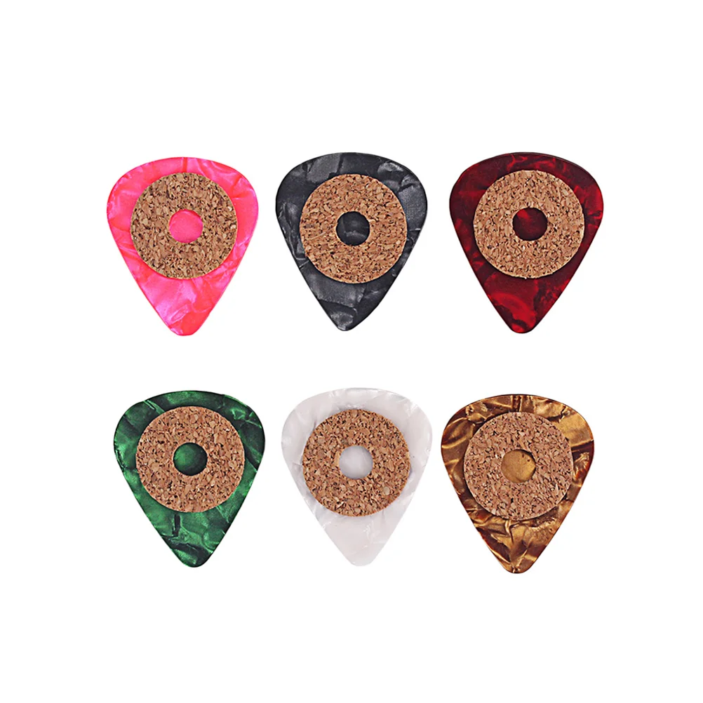 

6Pcs Celluloid Guitar Picks Colorful Non-Slip Grip Cork Tape Thin Lightweight Durable for Guitar Bass Ukulele Mandolin Banjo