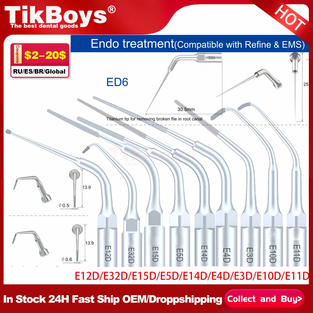 

Стоматологический корневой канал, сломанный инструмент, насадки для извлечения для EMS/Дятел, универсальный ультразвуковой скалер, наконечник, наполнение, удаление файла E7/ED6