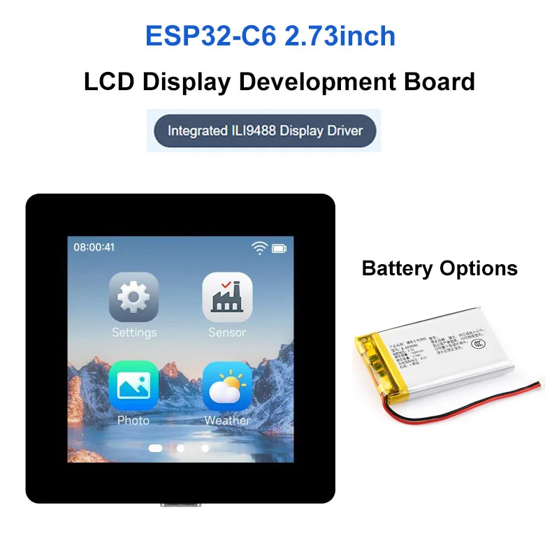 Waveshare ESP32-C6 2.73inch LCD Display Development Board,262K 320×320 Support WiFi,BLE,Zigbee 3.0/Thread Wireless Communication