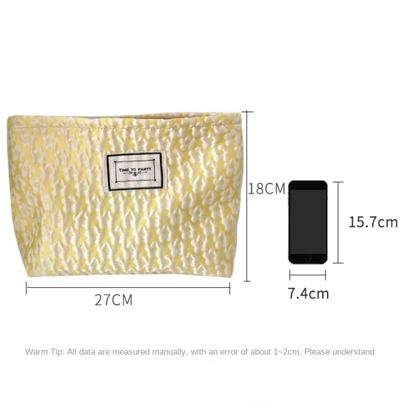 Simples Floral Jacquard Saco Cosmético, Moda, Grande Capacidade, Viagem, Skincare Bag, Organizador de Higiene Pessoal, Maquiagem Bolsa Embreagem