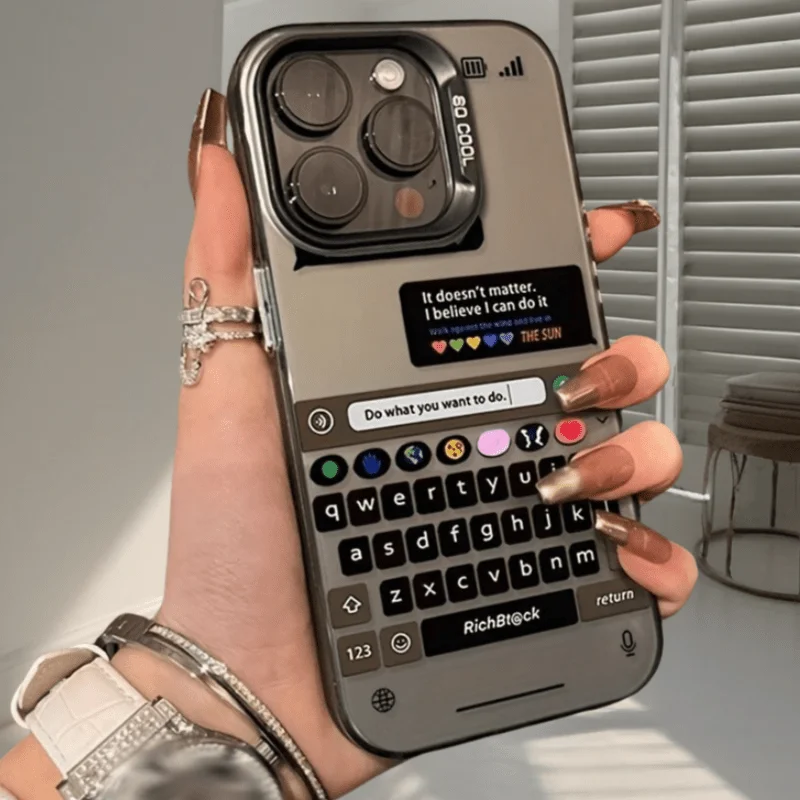 Teclado negro premium para hacer que desee la funda del teléfono mate con láser, para la serie iPhone16 15 14 13 12Pro Max