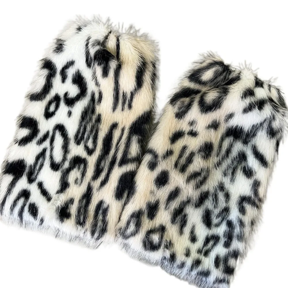 

Vintage Leopard Winter Leg Warmers Y2k Foot Cover Furry Leg Warmers Lolita JK Kawaii Plush Leg Coverings Spicy Girls