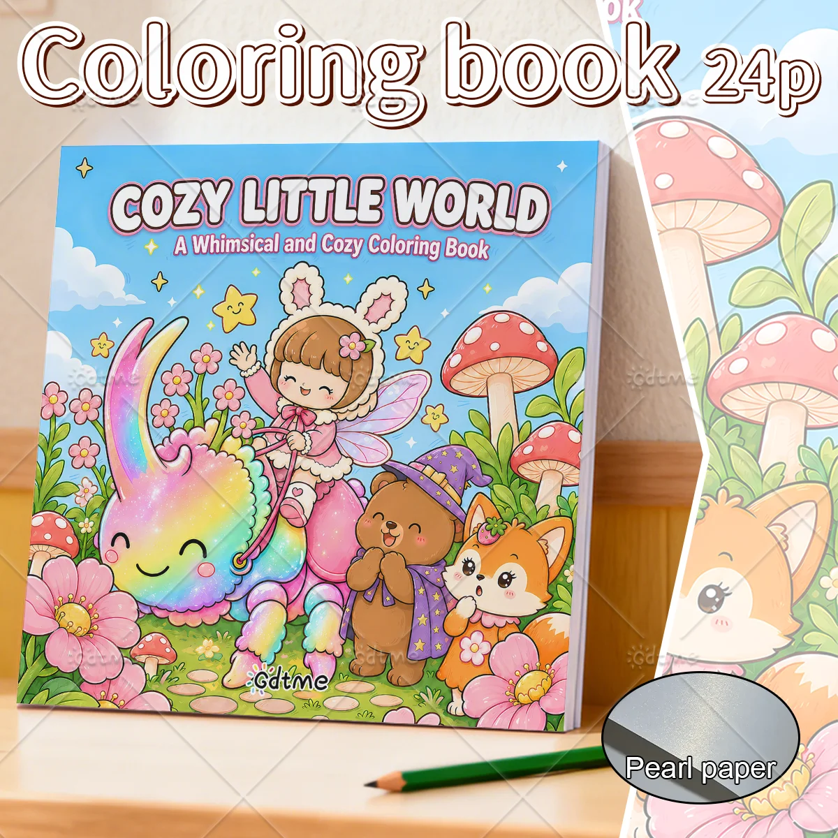 Cozy Little World Adult Coloring Book Large Print Cute Enchanted Woodland Scenes Stress Relief Relaxing Art Therapy Drawing Book