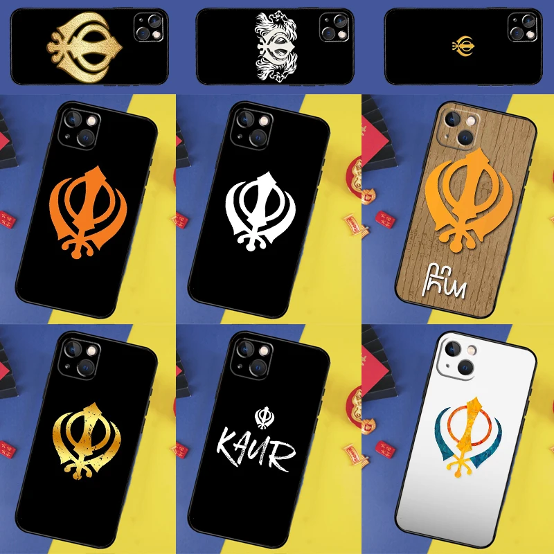 Khanda Sikh Symbol Phone Case For iPhone 14 15 12 11 13 Pro Max Cover For iPhone X XR XS Max 13 12 Mini 7 8 Plus