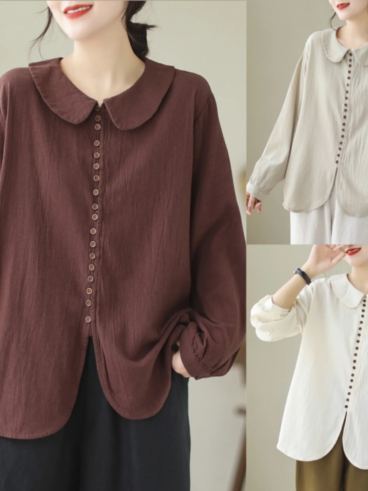 

Художественный кукольный воротник в стиле ретро, длинный свек irt, женская независимая станция на одной пуговице, осенняя одежда через границу, чистый хлопок