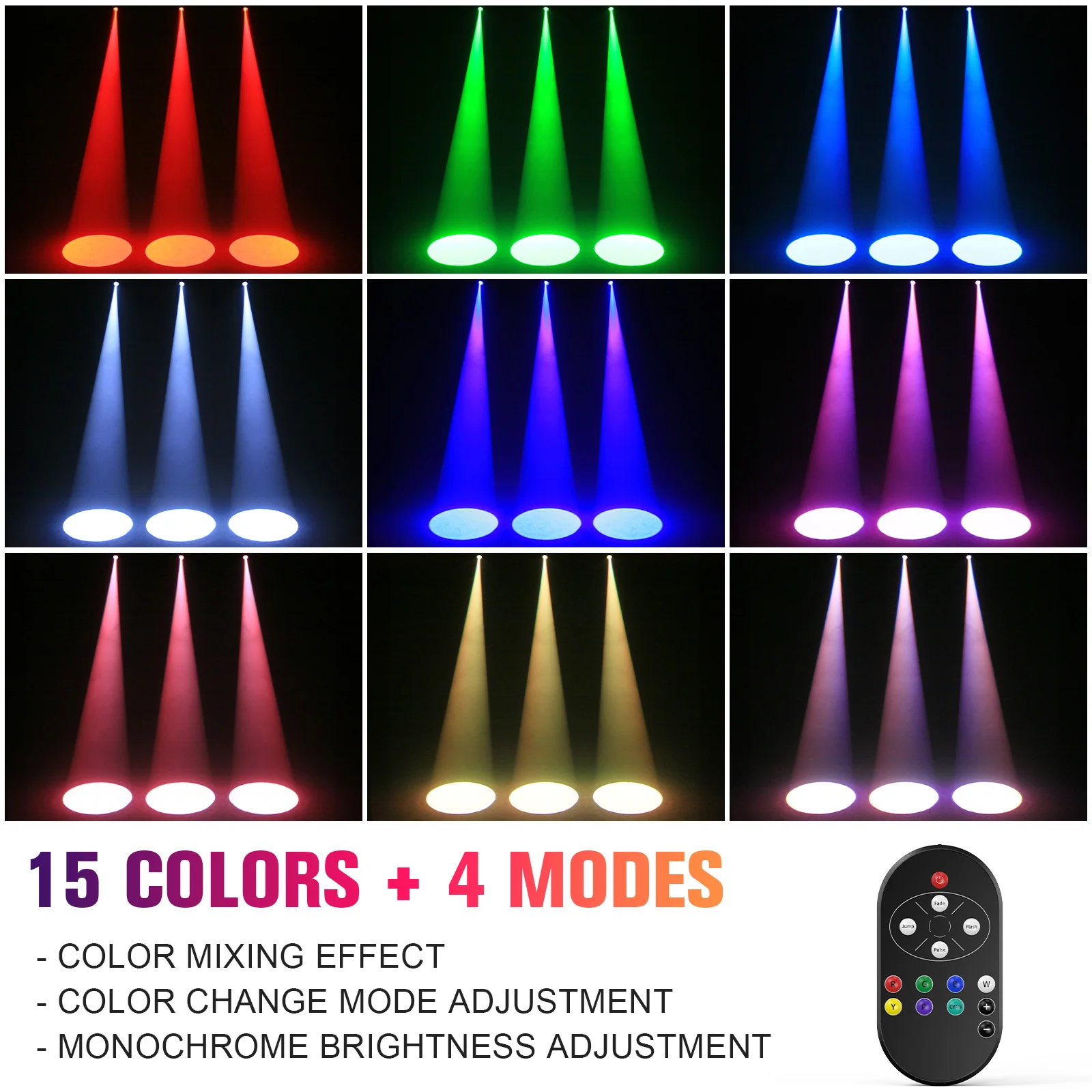 Somspot 8PCS RGBW LED Spotlight Stage Effect Lighting Projector for DJ Disco Party Bar Club Show Wedding Children's Theater