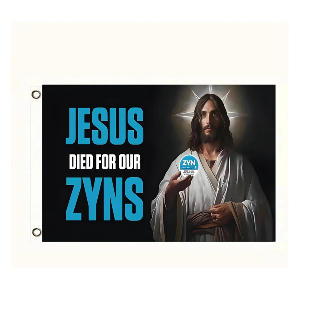 90x150cm Funny Jesus Died For Our Zyns Flag - Humorous Christ Meme Wall Hanging for Parties, Unique Christian Home Decor Gift