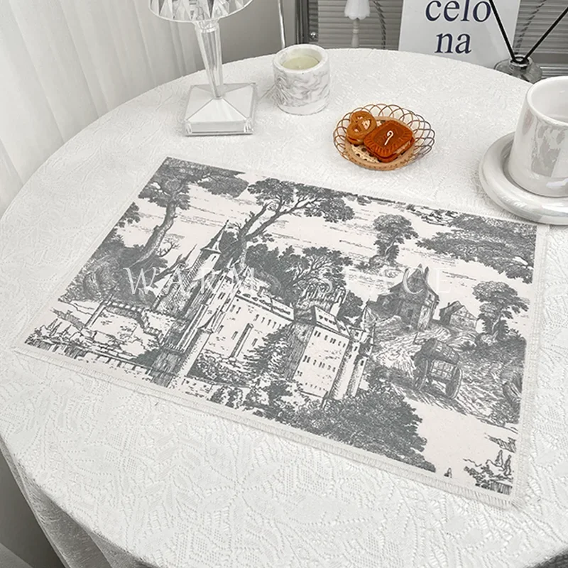 

Cotton and Linen Restaurant Table Mats Placemats Waterproof Insulation Decorative Mats Coffee Mats Coasters Manteles Para Fiesta