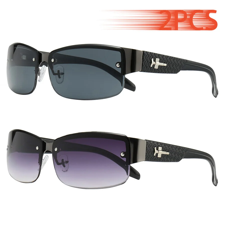 2PCS Vintage Klassische Mode Gradienten Sonnenbrille Luxus Marke Designer Brillen für Männer Und Frauen Angeln Fahren Sonnenbrille