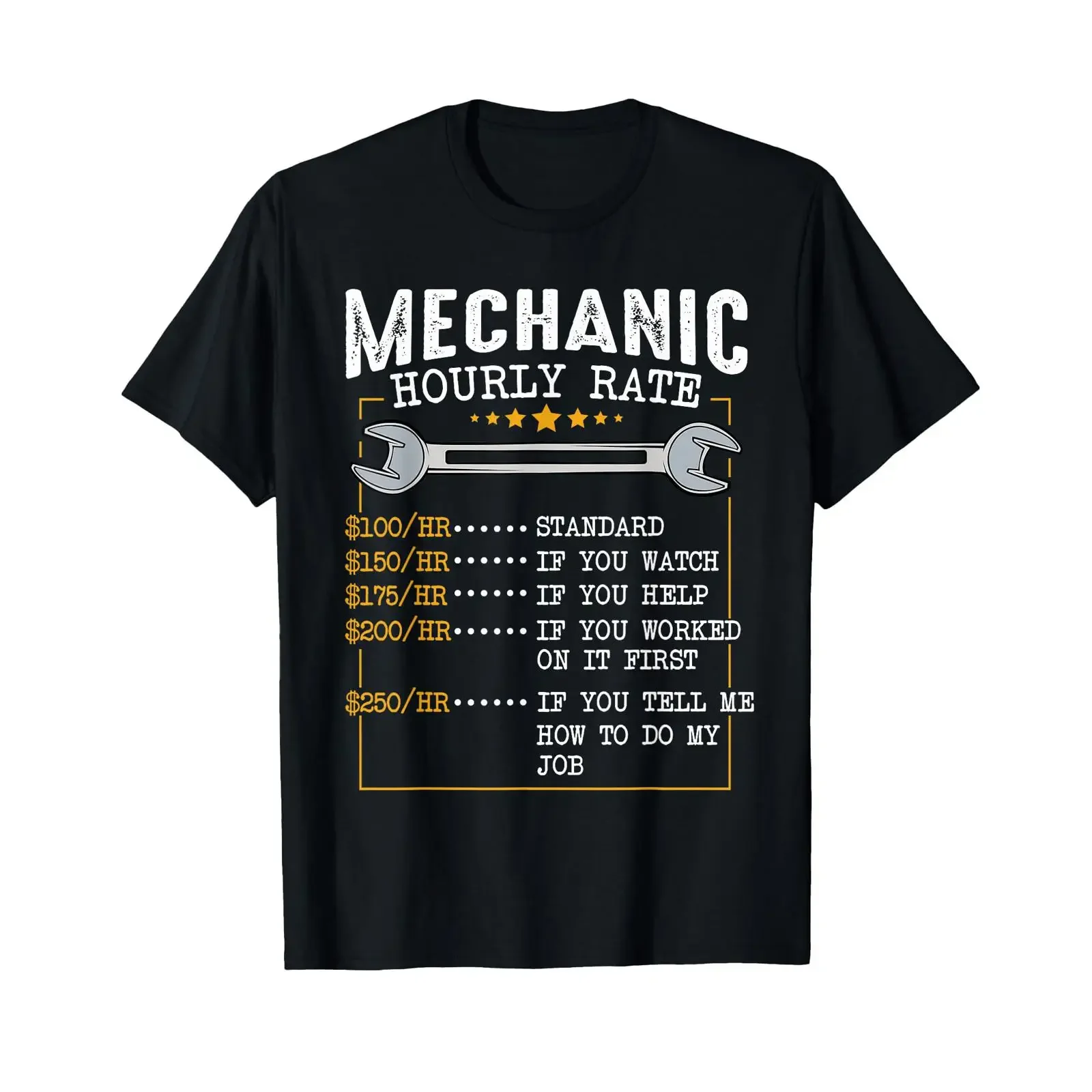 Mechanic Hourly Rate Car Mechatronics Engineer Profession T Shirt vintage Washed Stretched homme Stylish streetwear Breathable