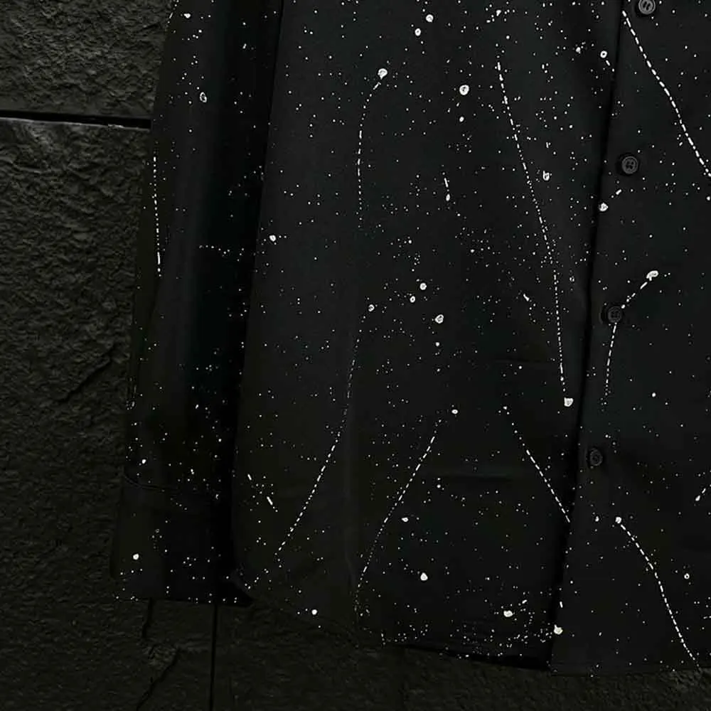 Autumn New Men's Solid Color Chain Long-Sleeved Shirt American Retro Fashion Trend High Street Loose Casual Niche Men's Tops