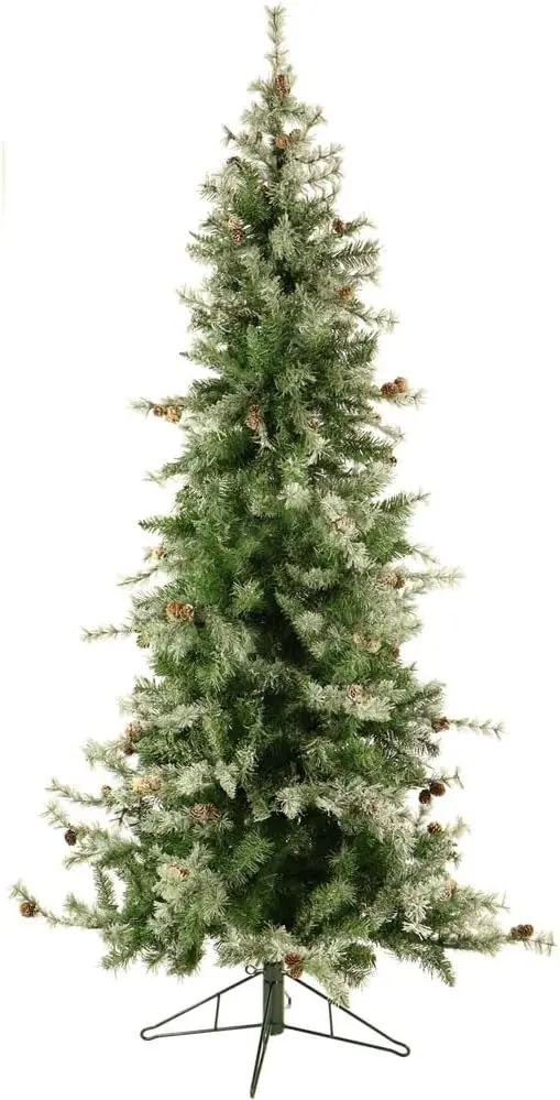 Fraser Hill Farm 6.5-Ft. Buffalo Fir Flocked Artificial Christmas Tree with Dual Warm White LED Lights