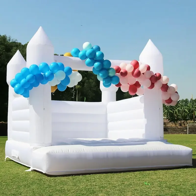 Commercial White BOUNCE House สําหรับผู้ใหญ่ PVC Inflatable บ้านตีกลับขนาดใหญ่สําหรับเด็ก Blower งานแต่งงานวันเกิดตกแต่ง