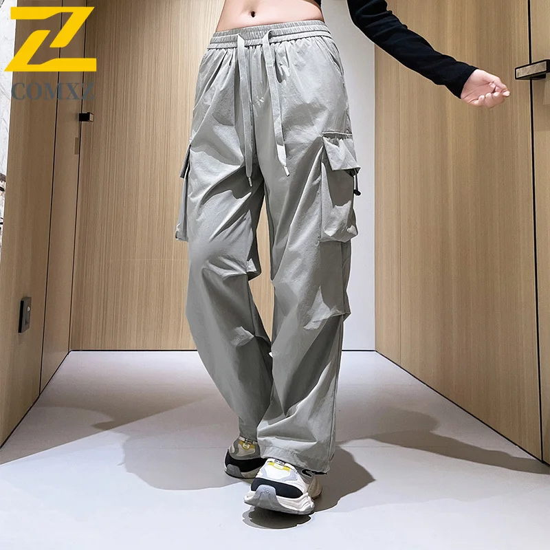 الرجال السراويل البضائع الانيقة الحرير الجليد الصيف سريعة الجافة مقاوم للماء يندبروف فضفاضة تناسب المشي لمسافات طويلة في الهواء الطلق الشارع الشهير بنطال رياضي