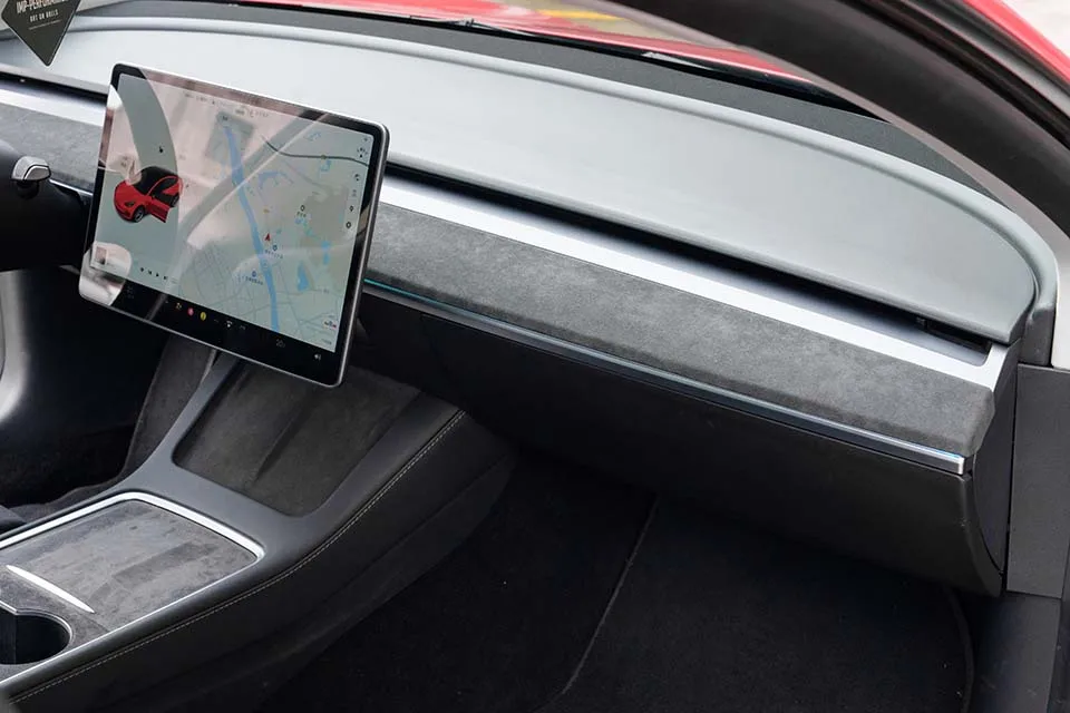 Für Tesla Modell 3 Modell Y 2020-2024 Alcantara Material Wildleder Hergestellt Dashboard Abdeckung Tür Trim Auto Innen Dekoration zubehör – Detail 1