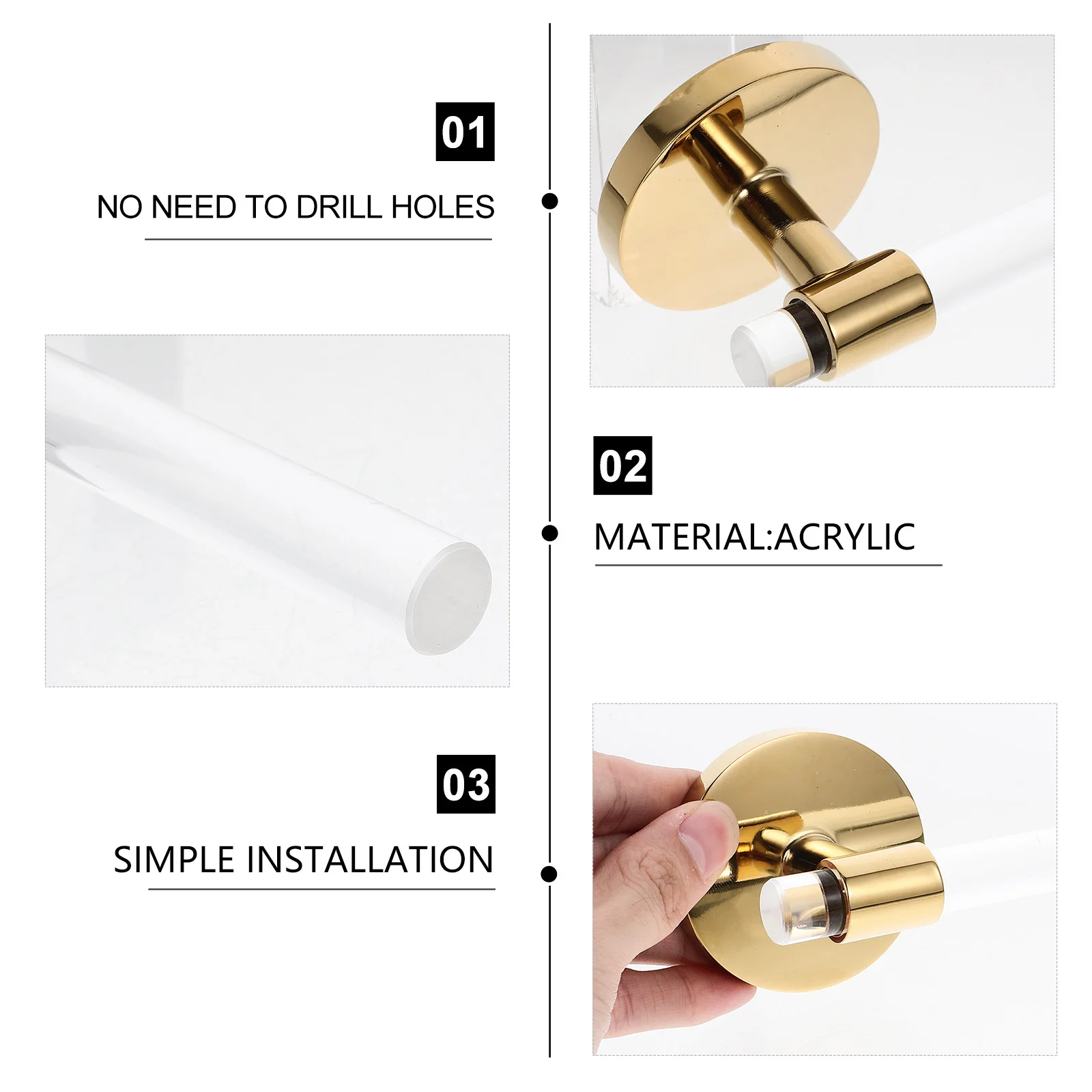 شريط منشفة الحمام يُثبت على الحائط من الأكريليك الخالي من اللكمات، قدرة تحمل قوية، منظم رف أحذية المناشف متعدد الأغراض