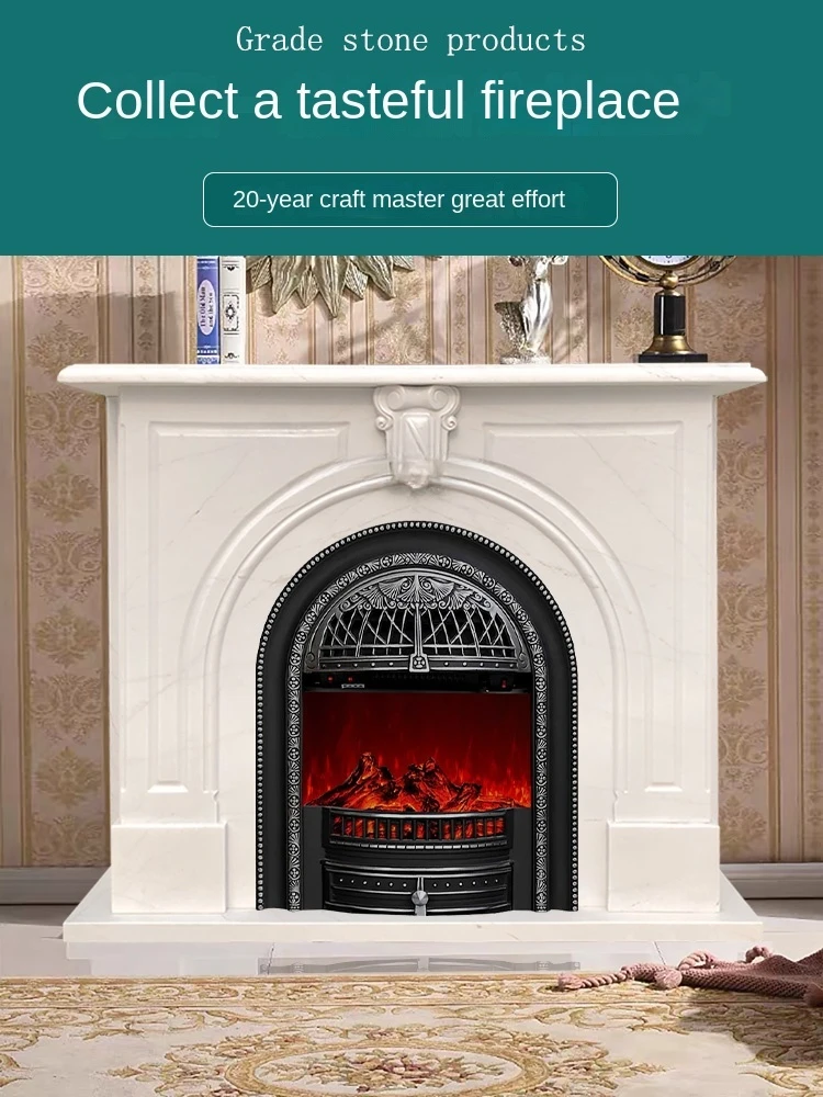 Marble Fireplace French White Jade American Stone Decoration Hallway Arch Simple Modern Stone Carving