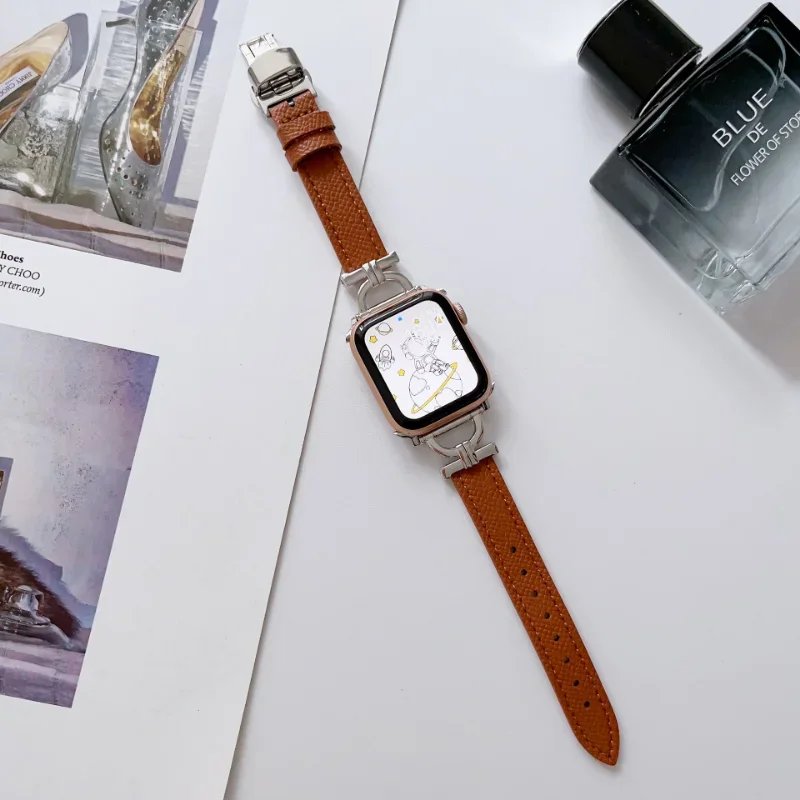 فراشة مشبك حزام جلد طبيعي ل أبل ساعة 41 مللي متر 45 44 40 42 38 49 الترا Correa الفرقة ل iWatch سلسلة 8 7 SE 6 5 4