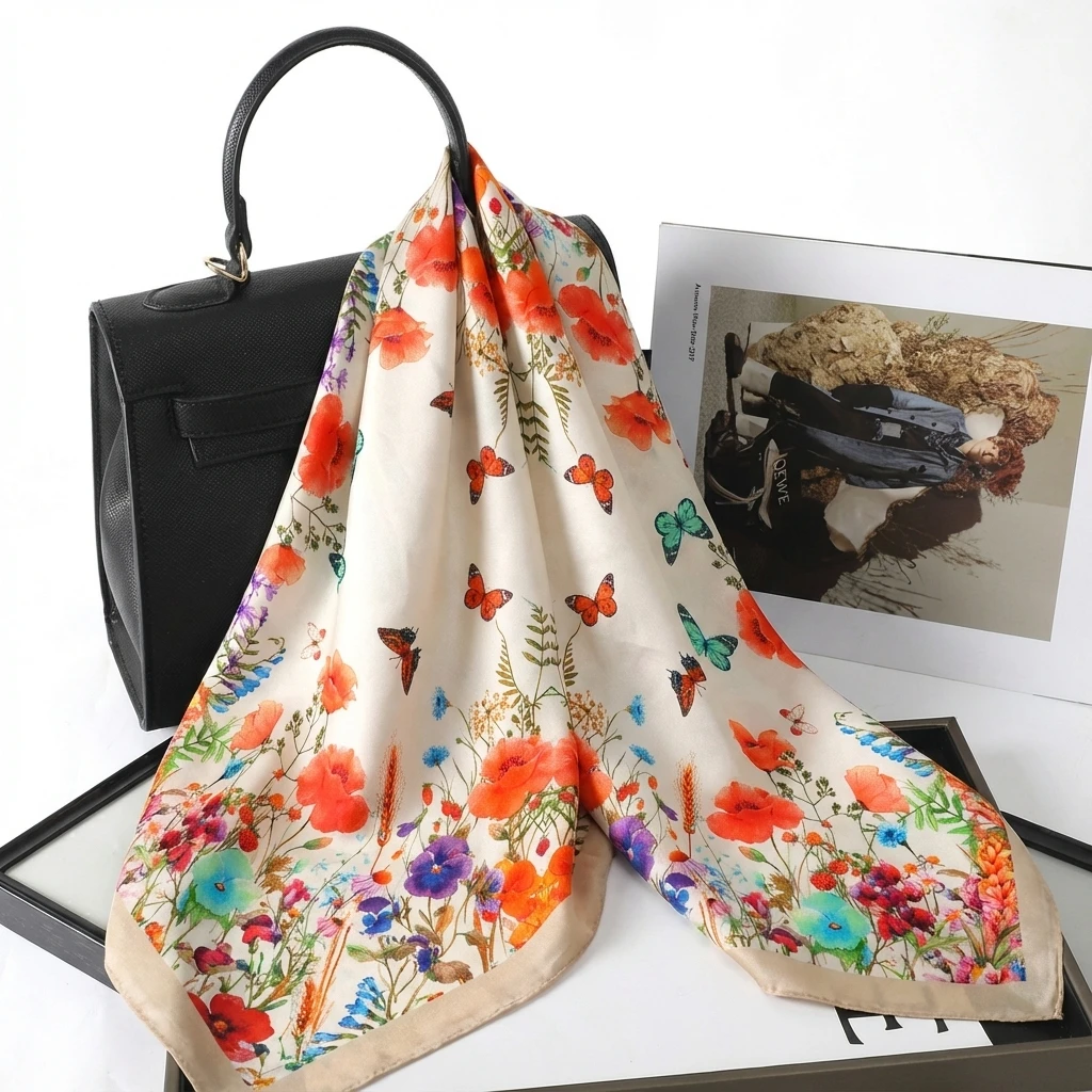 

70*70cm Fashion Scarves for Women Shawl Print Silk Satin Hijab Scarf Female Bandana Luxury Brand Square Shawls Scarfs For Ladies
