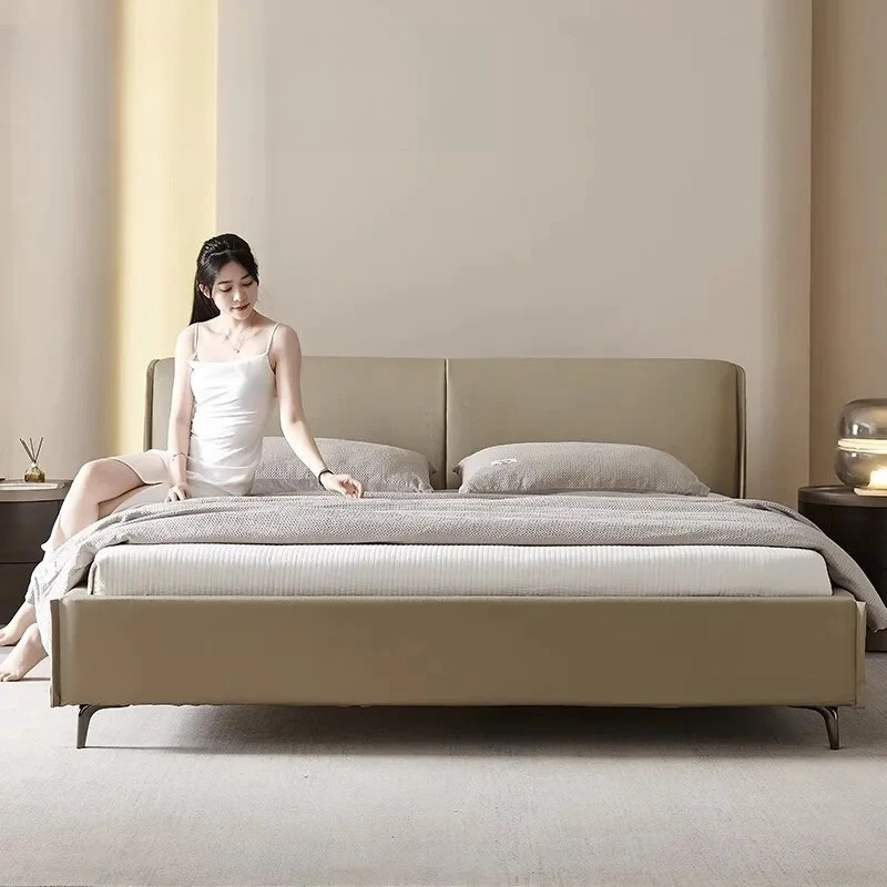 

Modern Leather Wingback King/Queen Soft Bed Frame with Upholstered Headboard Can Be Customzied King Bed Frame Furniture
