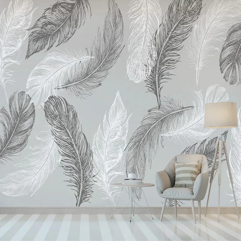 

Modern Simple Hand-painted Feather Mural Wallpaper 3D Living Room Bedroom Art Wall Paper Nordic Style Home Decor Papel De Parede