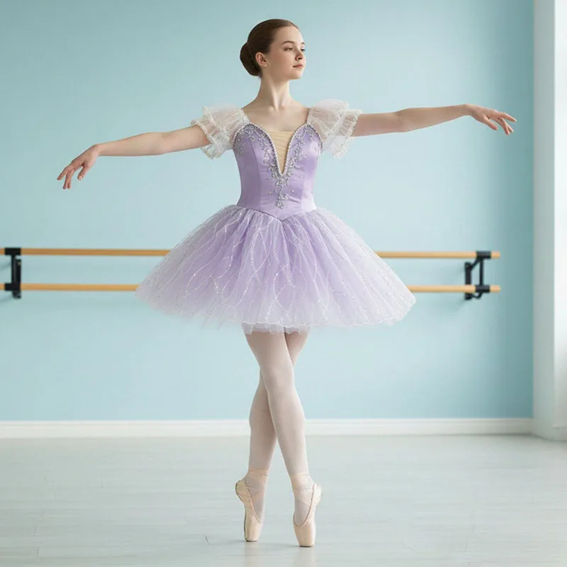 

Ballerina Adult Kids Flower Girls Professional Ballet Tutu Dress Women Princess Platter Pancake Swan Lake Stage Dance Costume