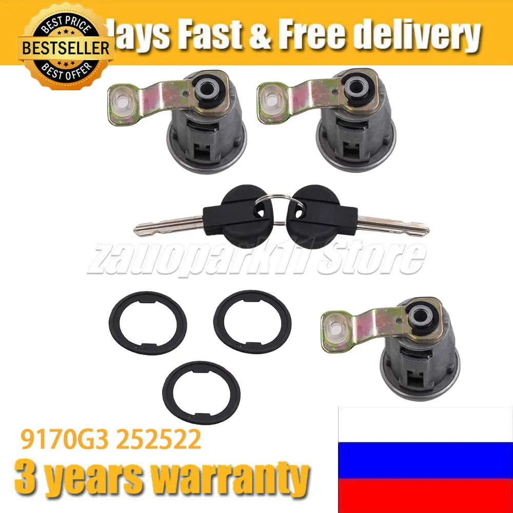 9170G3 252522 For Peugeot For Citroen Partner Berlingo Xsara Picasso1996-2007 96244156 Barrel Door Lock Cylinders Set With 2Keys