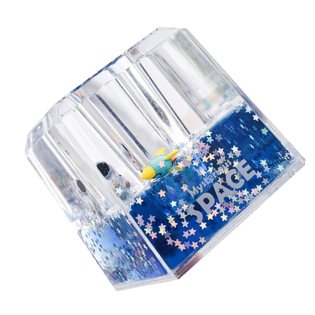 

Astronaut Pen Holder Acrylic Quicksand Desktop Organizer Compact Storage Container for Cosmetics Pens Travel Use