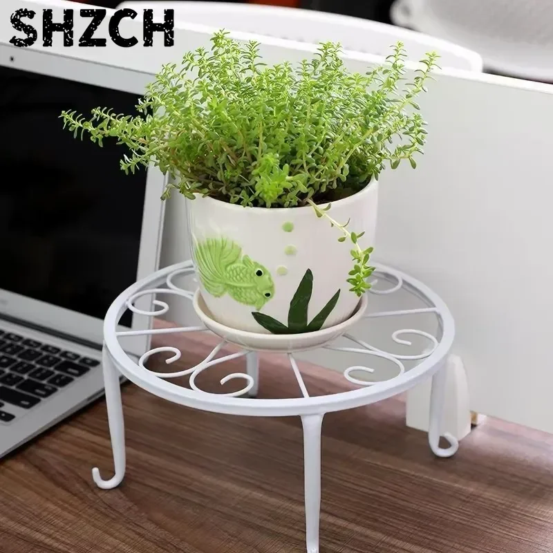 Flower Stand Living Room Floor-to-Ceiling balcony Indoor Household, Wrought Iron Green Dill Hanging orchid Hollow Flower Stand
