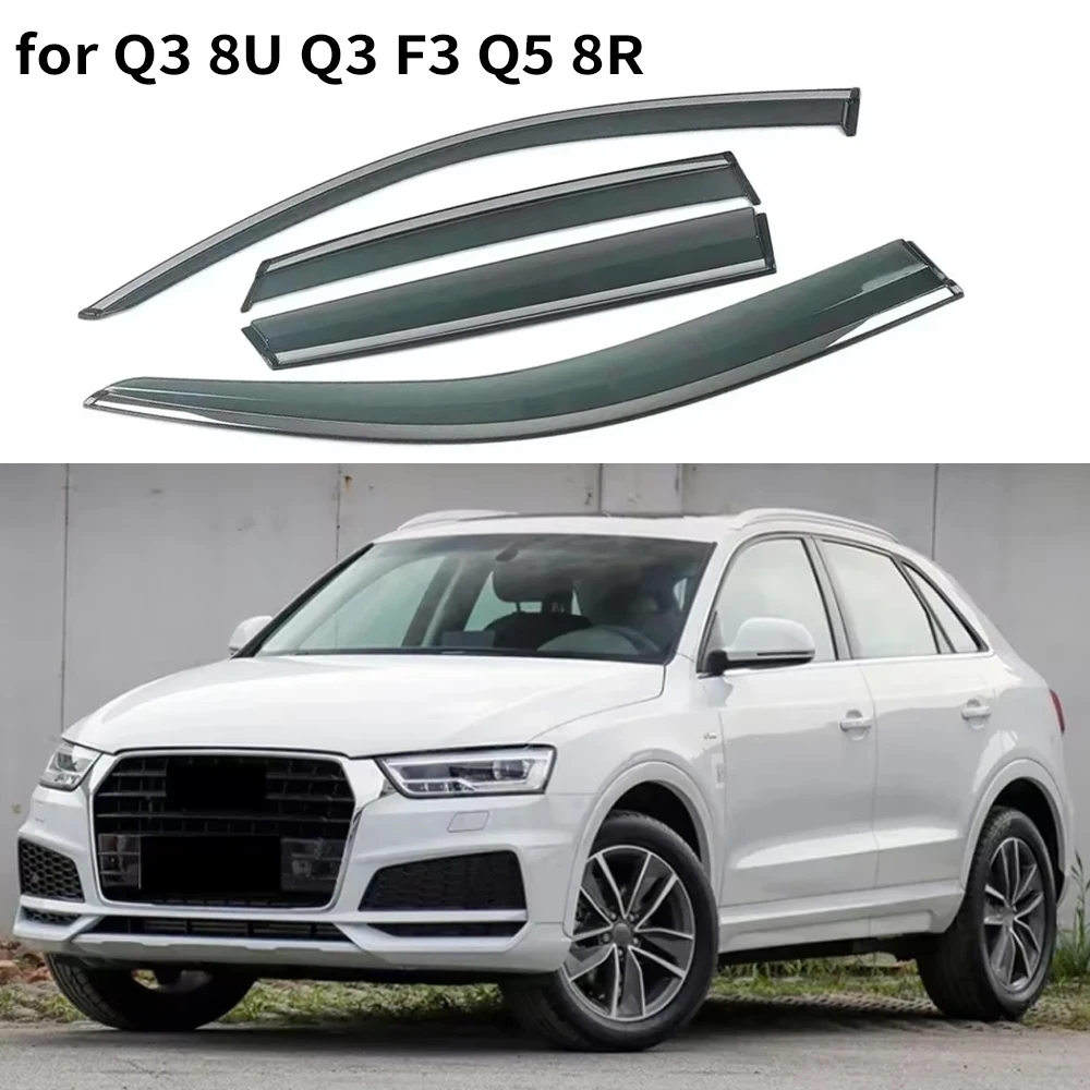 

Chrome Strips Rain Guards for Audi Q3 8U Q3 F3 2008-2023 Window Visor Wind Deflectors Door Visor Vent Shades Ventvisor