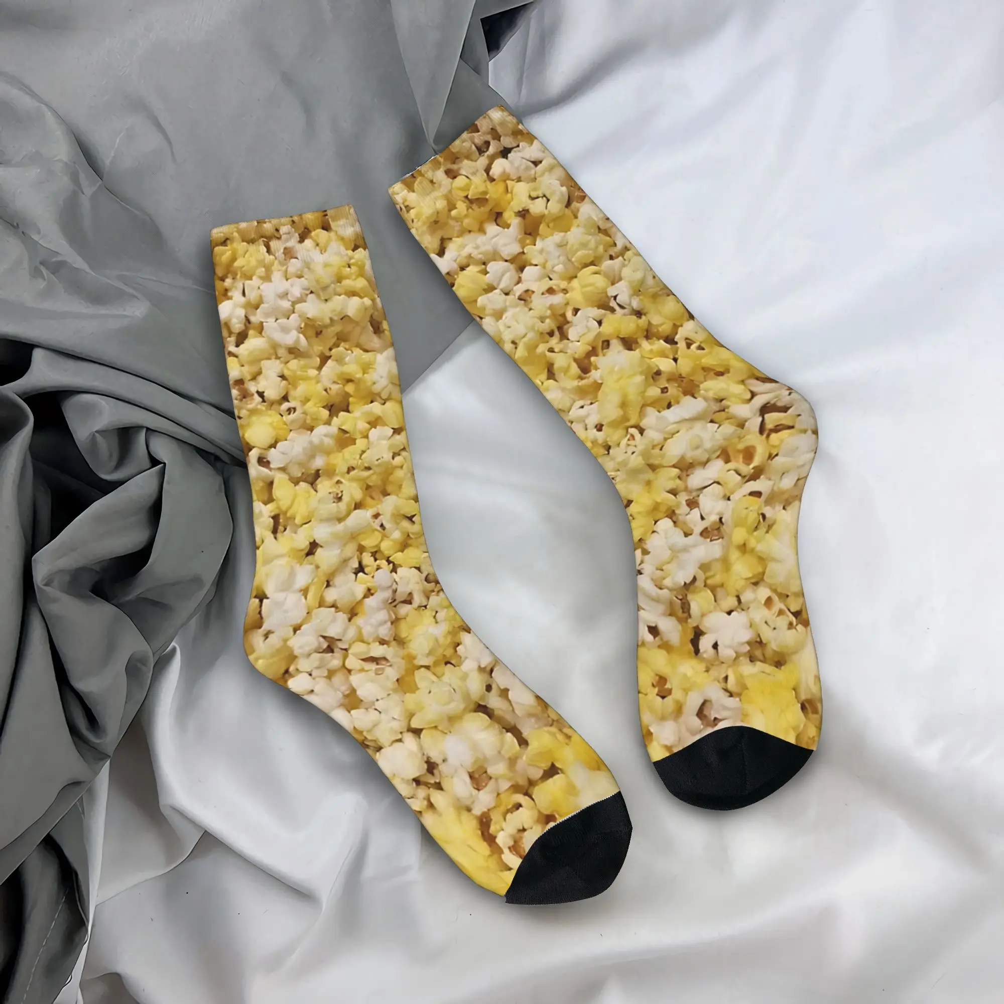 Buttered Popcorn  Socks  Novelty Stockings Couple Medium Soft Cycling Socks Spring Graphic Anti Slip Socks