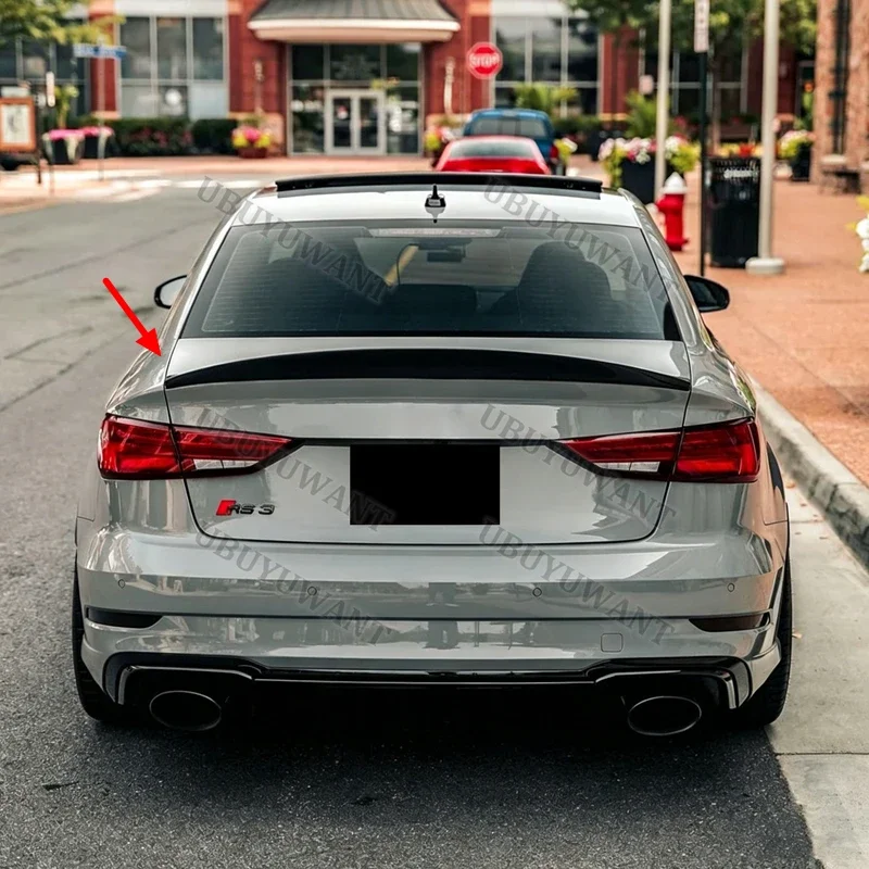 For AUDI A3 S3 RS3 8V Limousine Sedan HK Style 2013-2020 High-Kick Rear Deck Spoiler Lid Tail Fin Carbon Fiber view 2