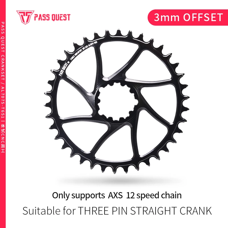 

PASS QUEST 3mm Offset Chainring for AXS 12S 28T 30T 32T 34T 36T 38T 12 Speed ROAD for Chainring