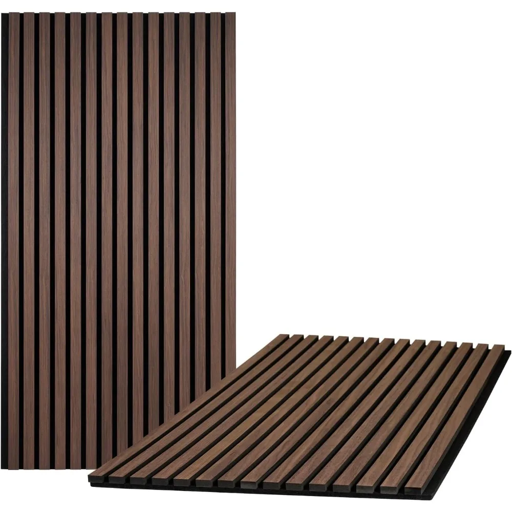 スラットウォールパネル、2枚組吸音パネル 46.46 × 23.82、3D溝付き吸音壁パネル、家庭およびオフィス装飾用、騒音対策