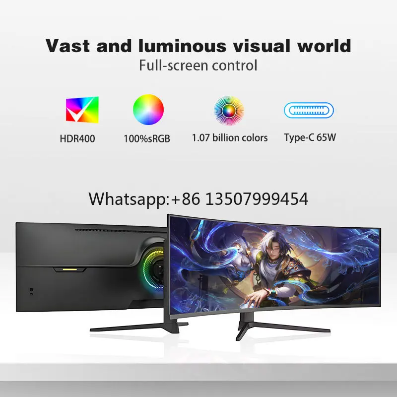 Oem Professional 5120 * 1440  Led LED Super Wide Display 165Hz Curved Led 49 Inch Gaming Monitor With Fixed Base