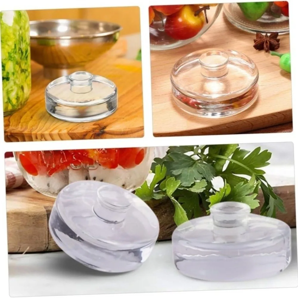 Fermented Glass Weights with Handle Clear Heavy Fermenting Weights Kitchen Gadgets Sealed Cheeseits Fermentation Kimchi Making