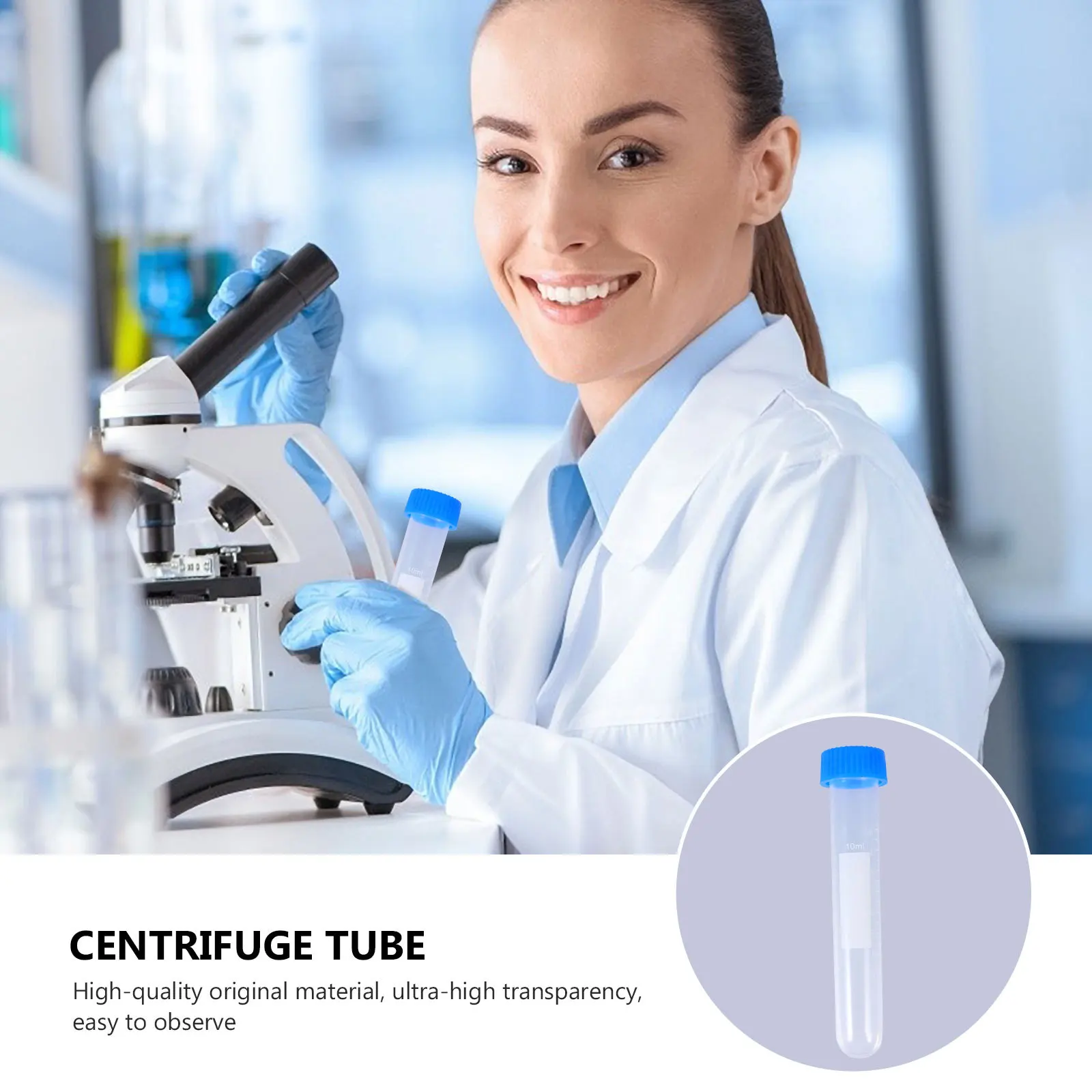 100 قطعة 10 مللي أنابيب الطرد المركزي قوارير مختبر بلاستيكية شفافة لتخزين العينات تجارب الأحياء الجزيئية زجاجات المختبرات