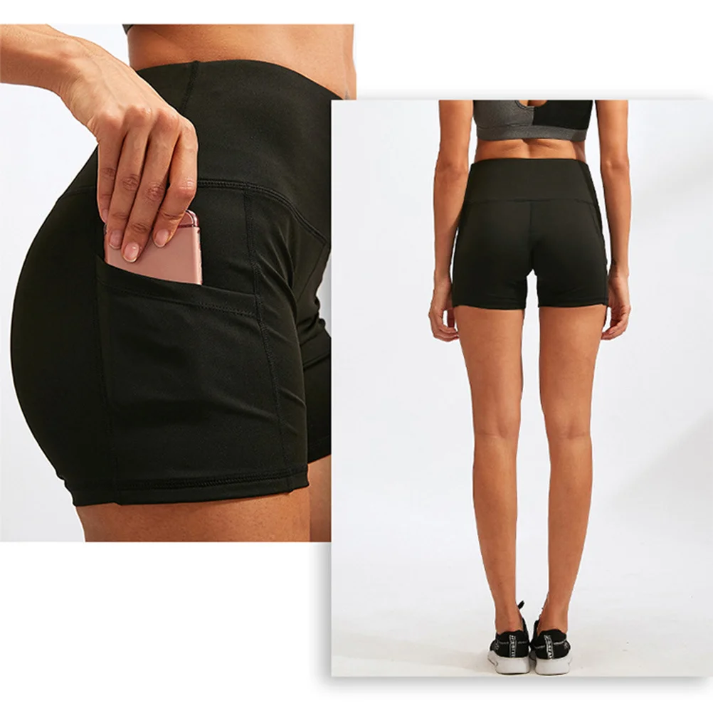 

Sports Shorts Female High Waist Yoga Shorts Quick-Dry Trisection Length Training Pants Size Xxl Black for Running Tennis Yoga