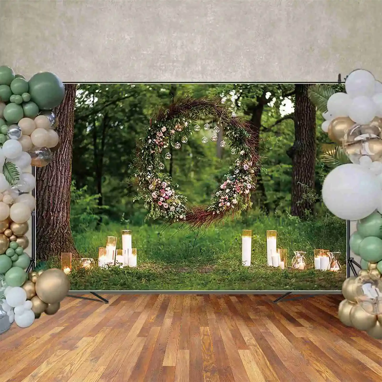 MOON.QG Wedding Party Photography Backdrop Outdoor Flower Arch Photocall Background Children Studio Photobooth Accessories
