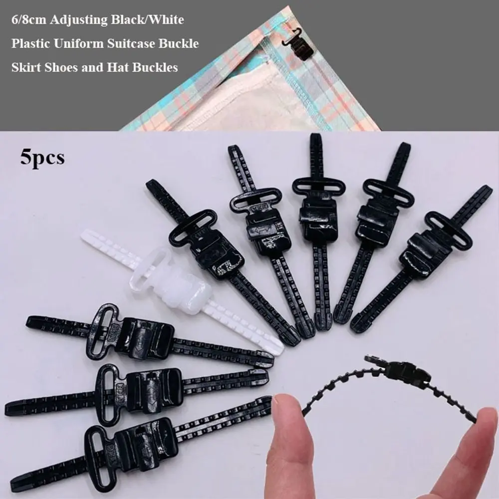 5pcs High Quality Black/White Adjusting Clips 6/8cm Plastic Uniform Strap Clip Luggage Accessories