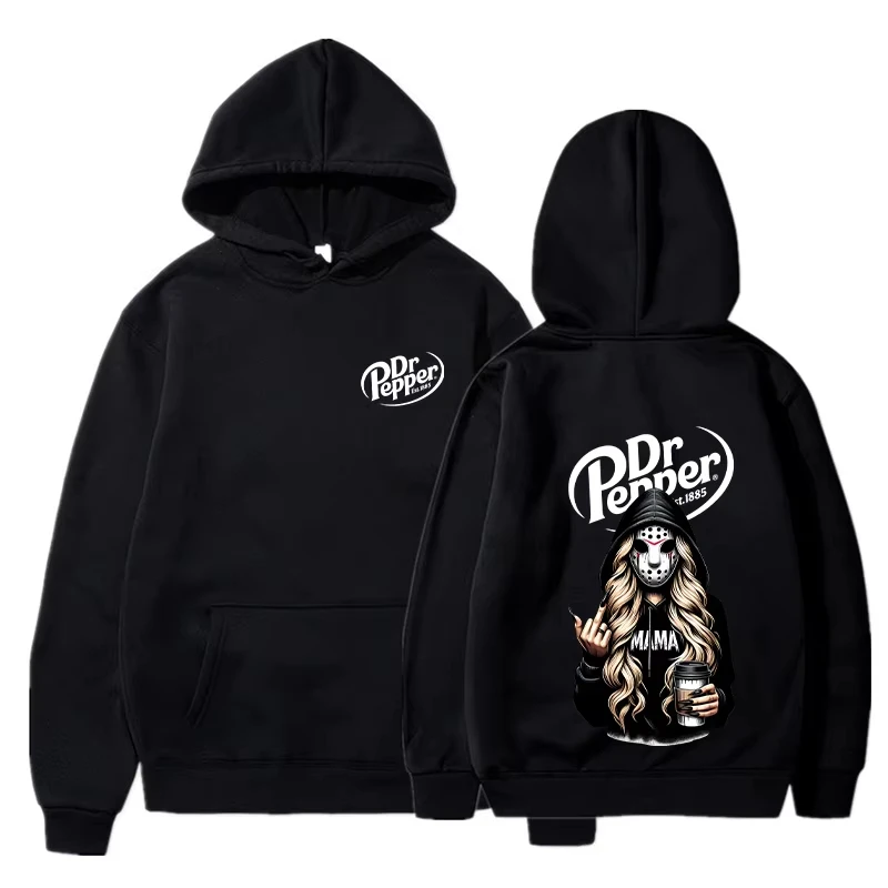 2026 New Cool Killer Mama Dr Pepper Halloween Harajuku Print Men's and Women's Casual Fashion Hooded Long-Sleeved