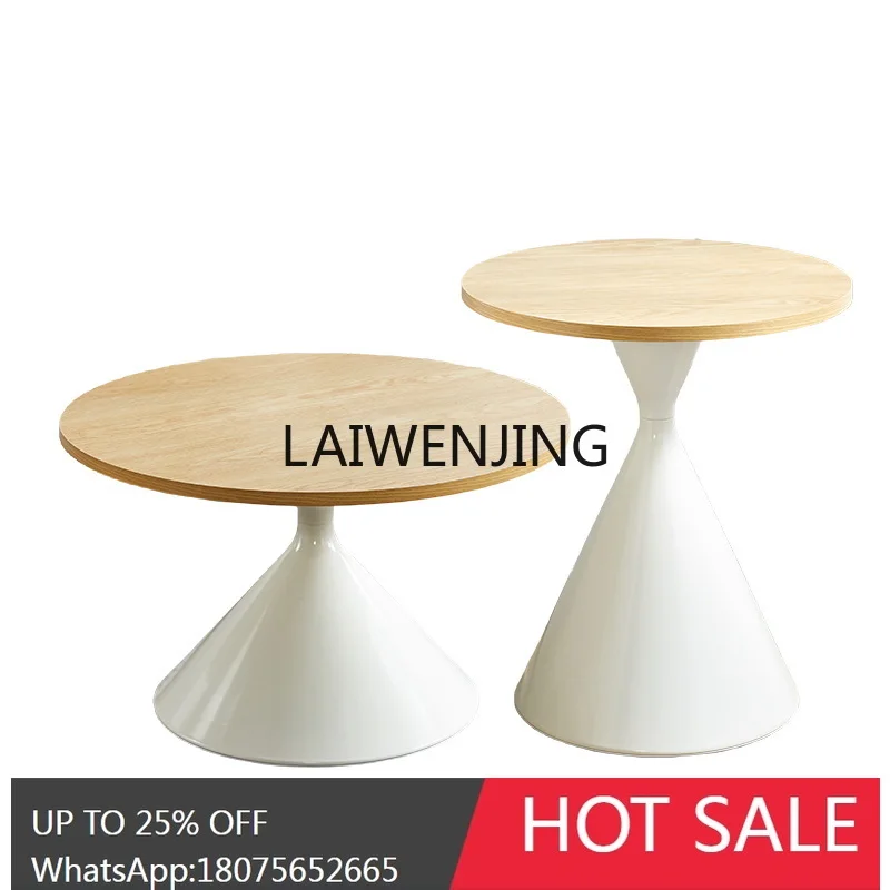 

log wind coffee table living room household small apartment minimalist cream wind