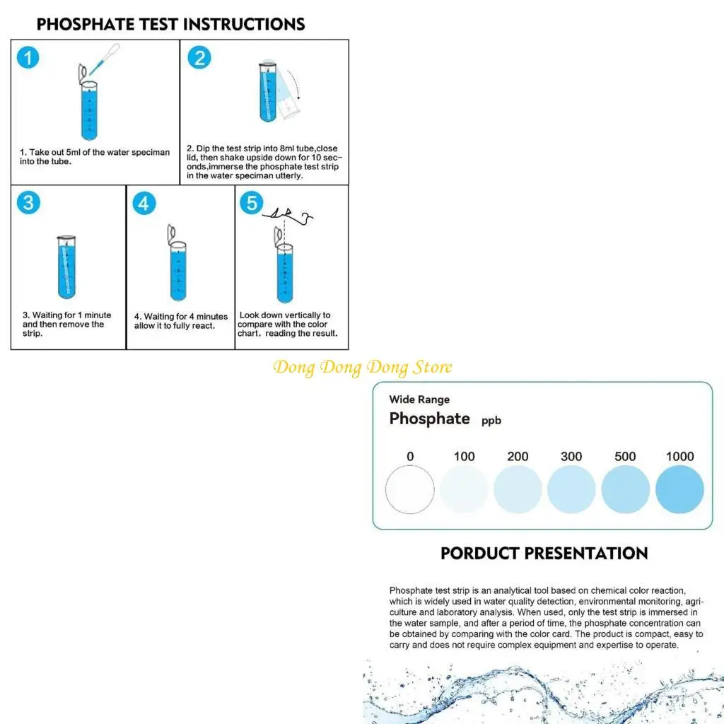 

Freshwater Pond Test 50Pieces Phosphate Test Strips Detection for Aquatic Health