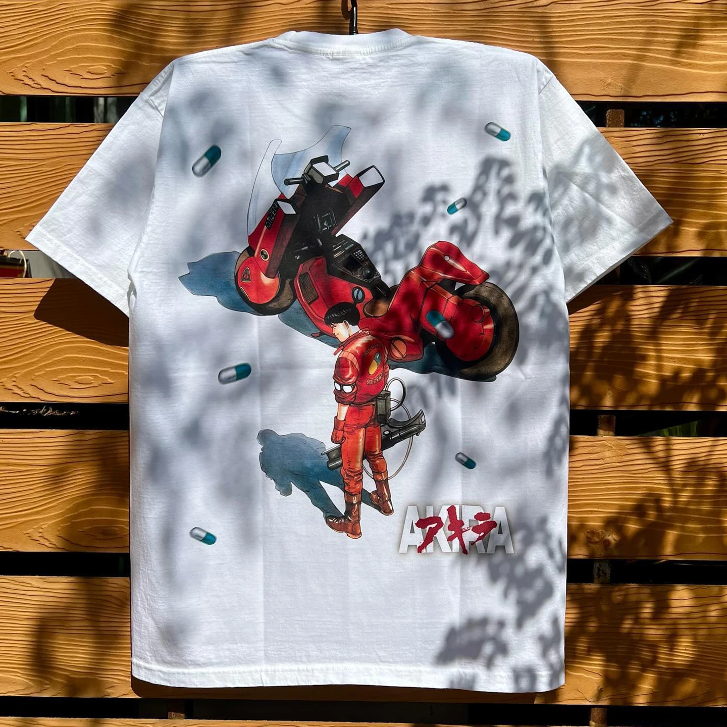 Akira Bright Warrior Heavy Cotton Short Sleeve T-Shirt American Retro Style Cartoon Anime Print Casual Top for Youth