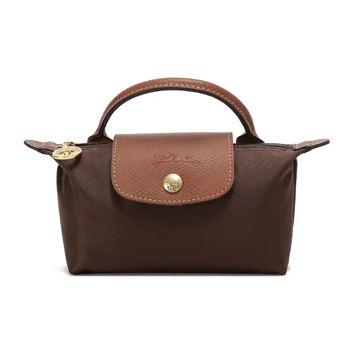 LONGCHAMP Fabric Cow Leather Dumpling Bag Makeup Bag Handbag Women's Tan 34175089P81
